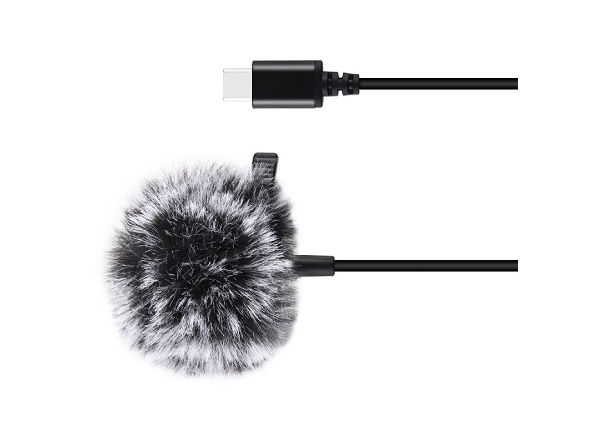 Microfone de lapela Jack Puluz com clipe PU425 1,5m USB-C
