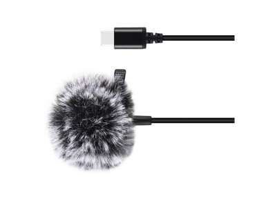 Microfone de lapela Jack Puluz com clipe PU425 1,5m USB-C
