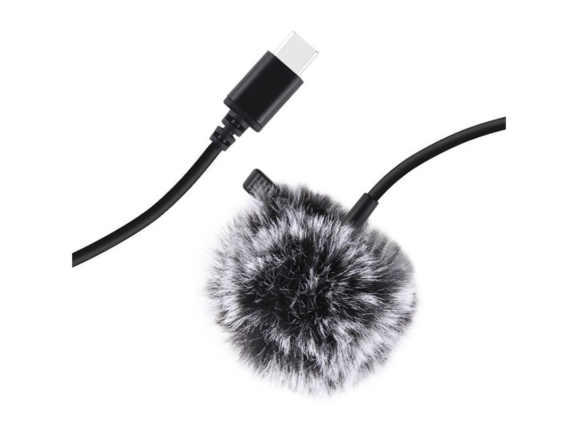 Microfone de lapela Jack Puluz com clipe PU425 1,5m USB-C