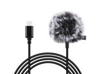 Microfone de lapela Jack Puluz com clipe PU425 1,5m USB-C