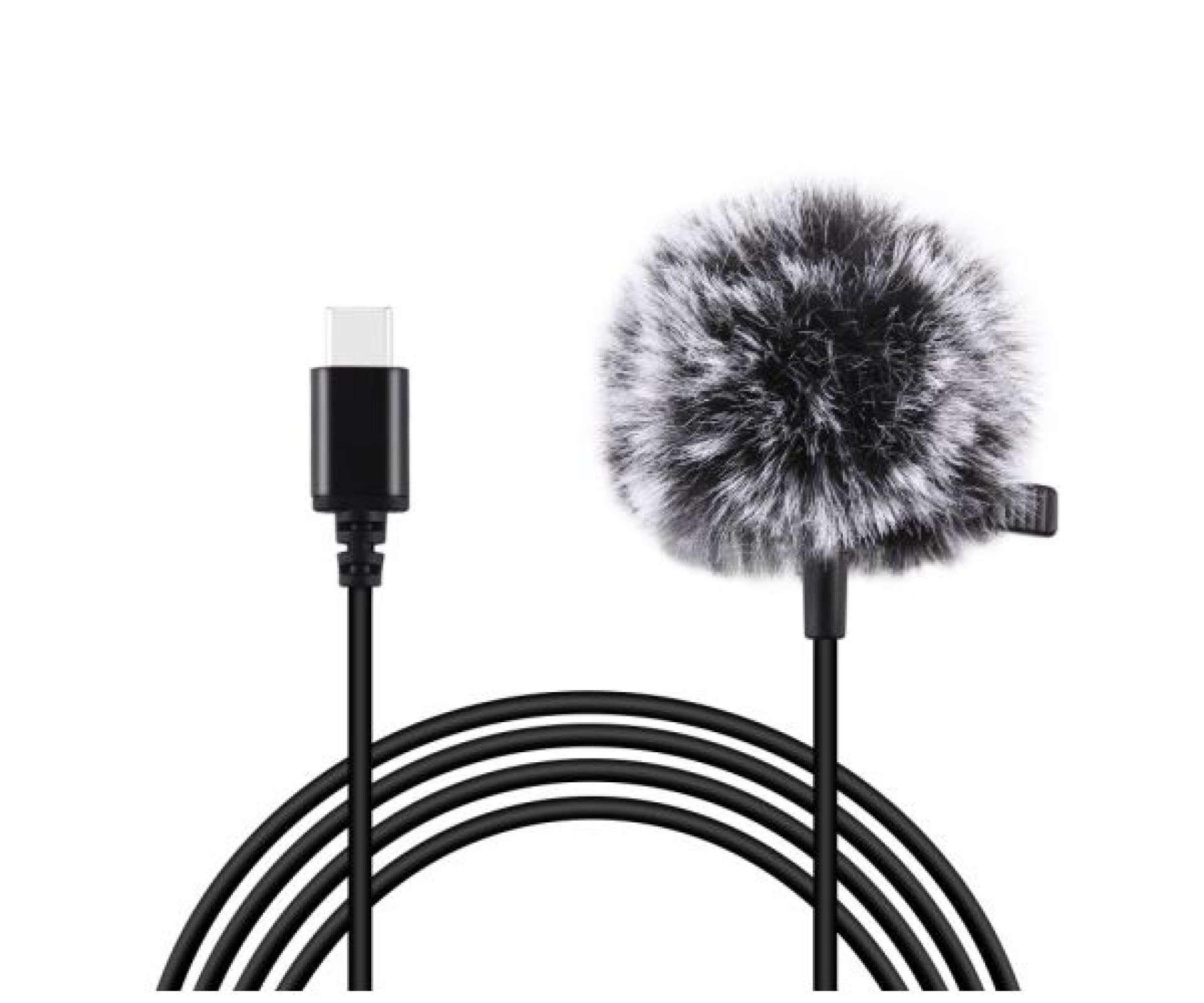 Microfone de lapela Jack Puluz com clipe PU425 1,5m USB-C