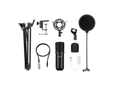 Microfone condensador Puluz PU612B para est�dio e transmiss�o.