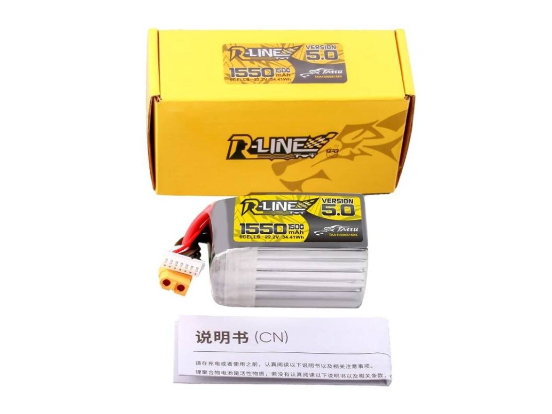 Bateria Lipo Tattu R-Line Versão 5.0 1550mAh 22.2V 150C 6S com conector XT60