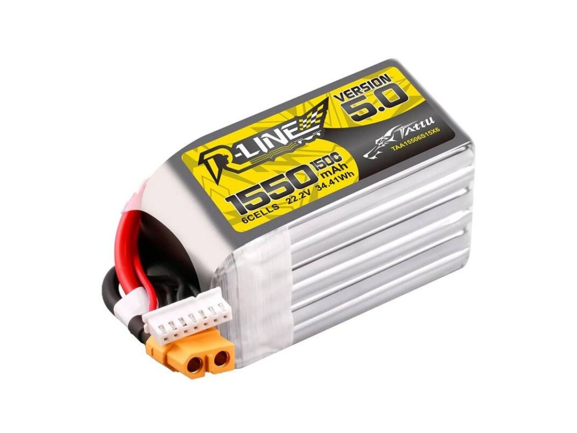 Bateria Lipo Tattu R-Line Versão 5.0 1550mAh 22.2V 150C 6S com conector XT60