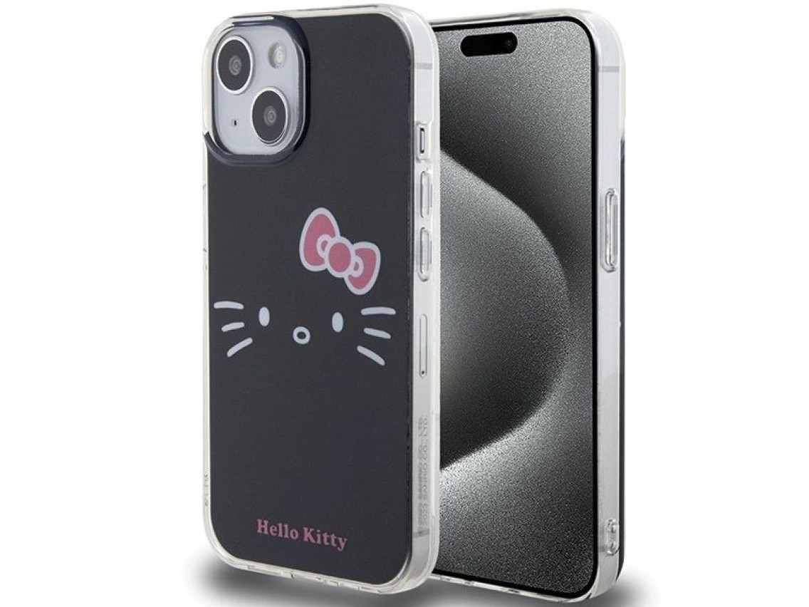 Capa Hello Kitty IML Kitty Face para iPhone 15 - preta