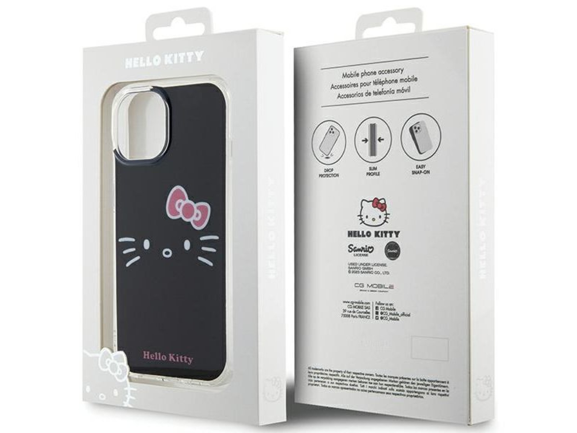 Capa Hello Kitty IML Kitty Face para iPhone 15 - preta