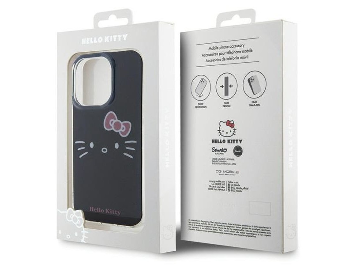 Capa Hello Kitty IML Kitty Face para iPhone 15 Pro - preta
