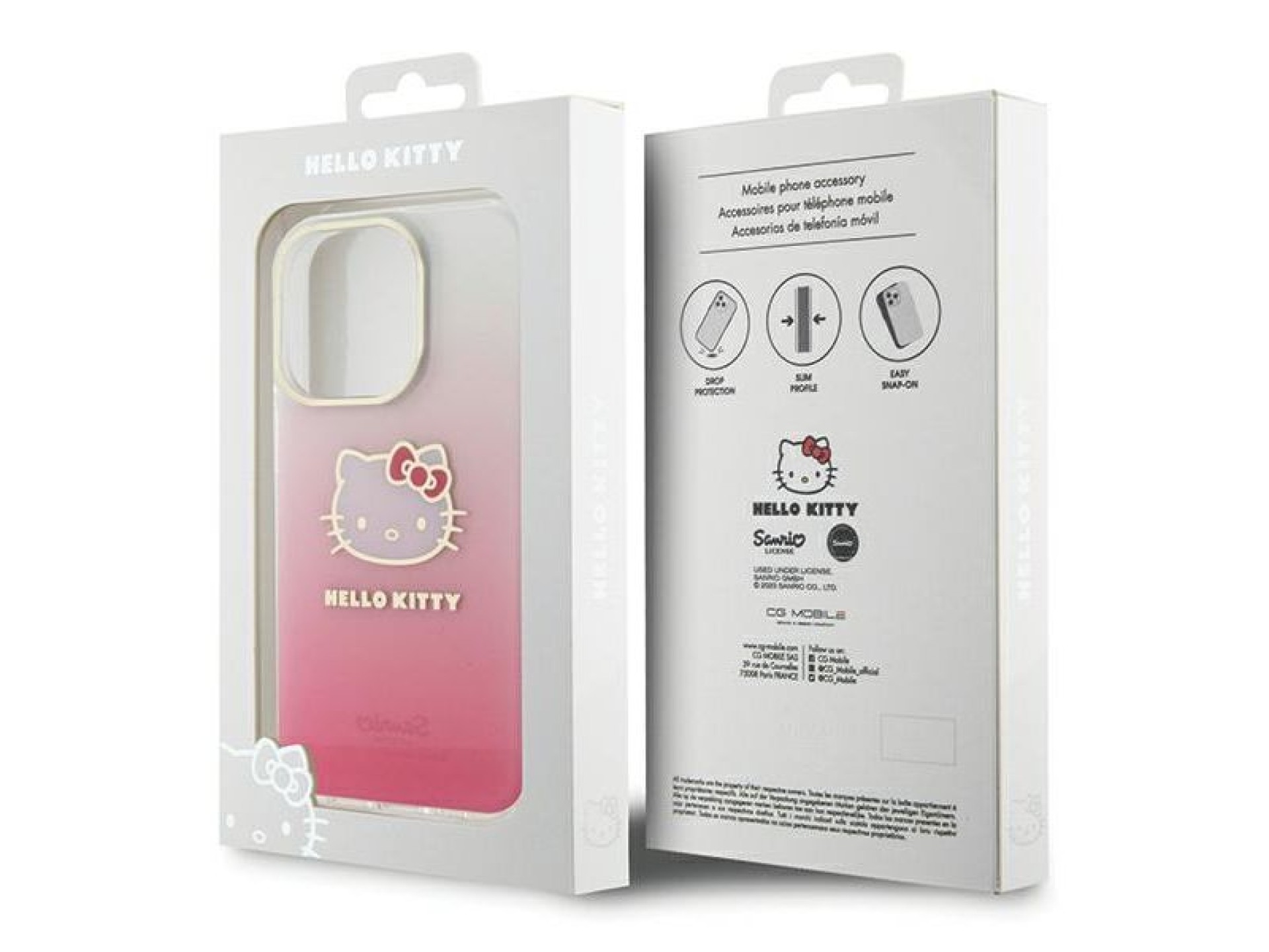 Hello Kitty IML Gradient Electrop Kitty Head case for iPhone 15 Pro Max - pink