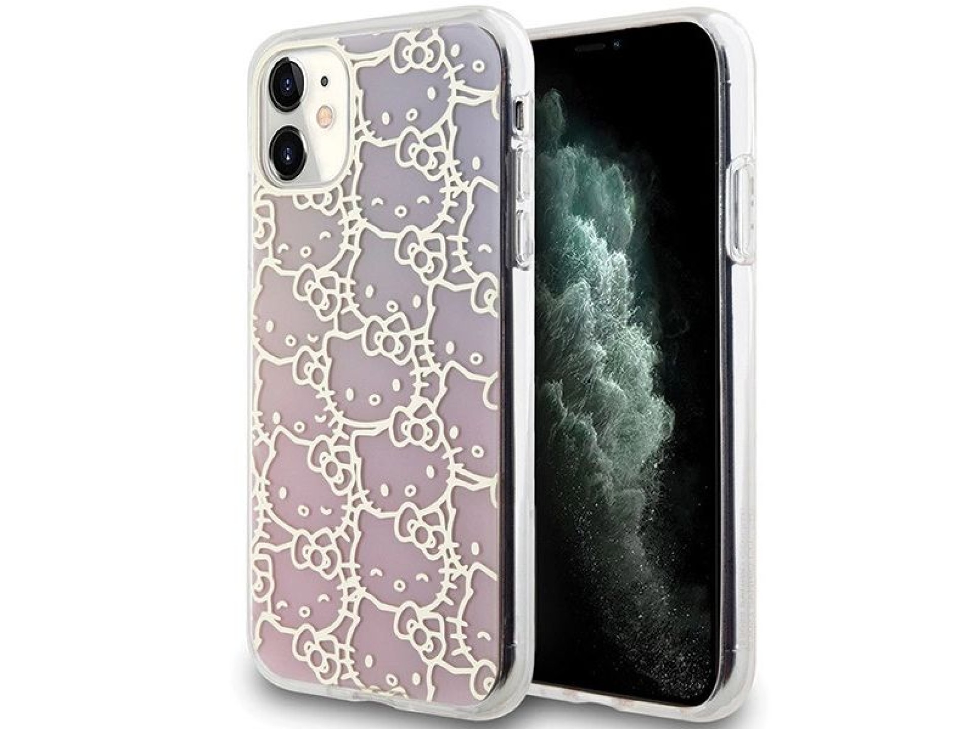 Capa Hello Kitty IML Gradient Electrop Crowded Kitty Head para iPhone 11 / Xr - Rosa