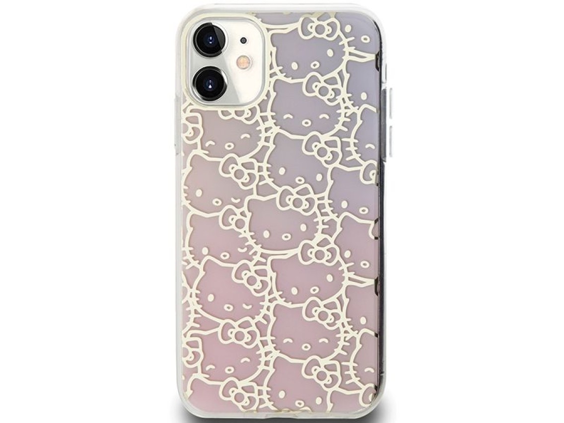 Capa Hello Kitty IML Gradient Electrop Crowded Kitty Head para iPhone 11 / Xr - Rosa