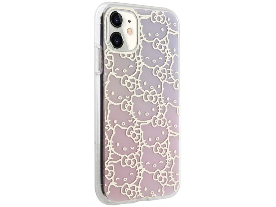 Capa Hello Kitty IML Gradient Electrop Crowded Kitty Head para iPhone 11 / Xr - Rosa