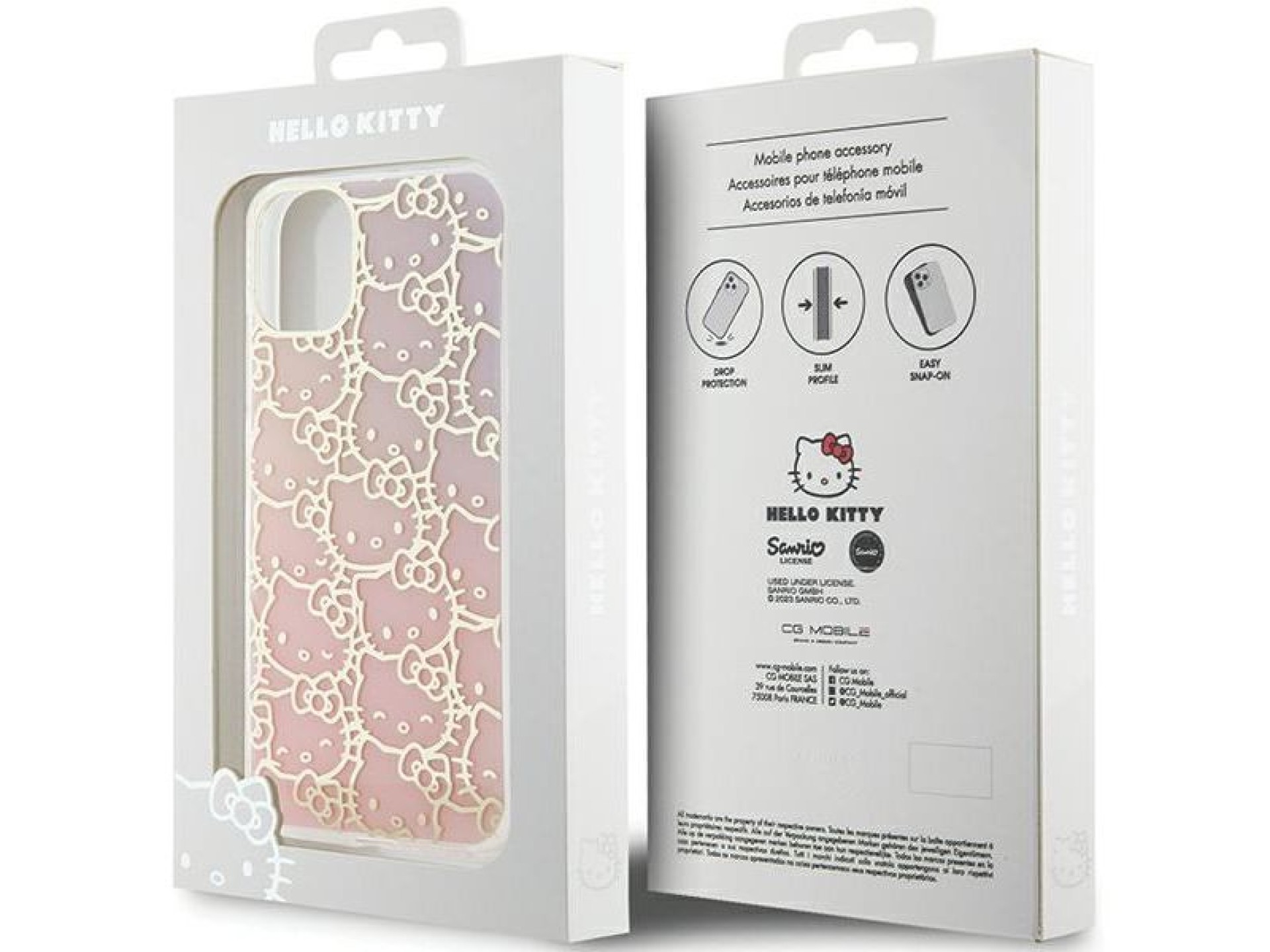 Capa Hello Kitty IML Gradient Electrop Crowded Kitty Head para iPhone 11 / Xr - Rosa