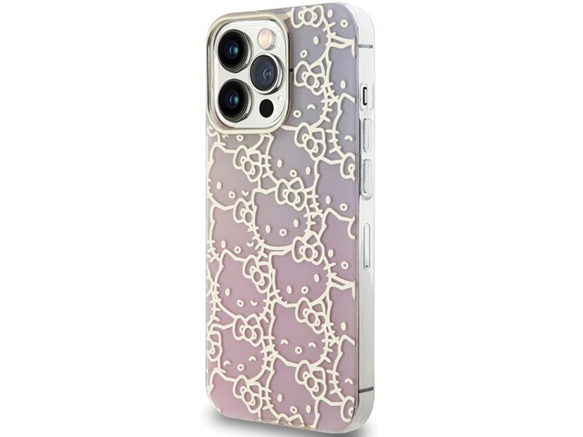 Hello Kitty IML Gradient Electrop Crowded Kitty Head case for iPhone 13 Pro / 13 - pink