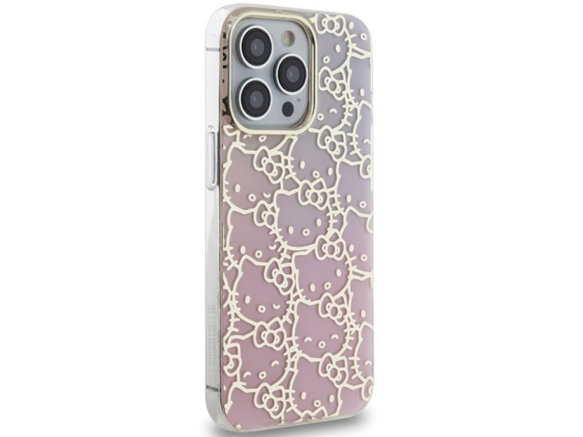 Hello Kitty IML Gradient Electrop Crowded Kitty Head case for iPhone 13 Pro / 13 - pink