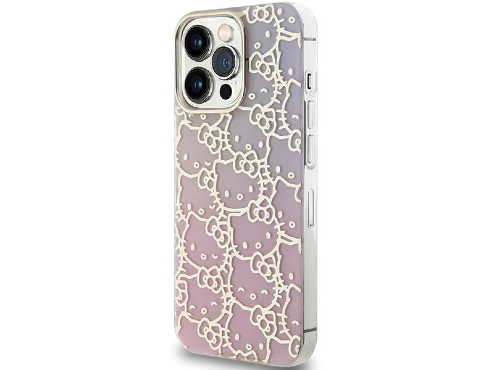 Hello Kitty IML Gradient Electrop Crowded Kitty Head Case for iPhone 15 Pro - Pink