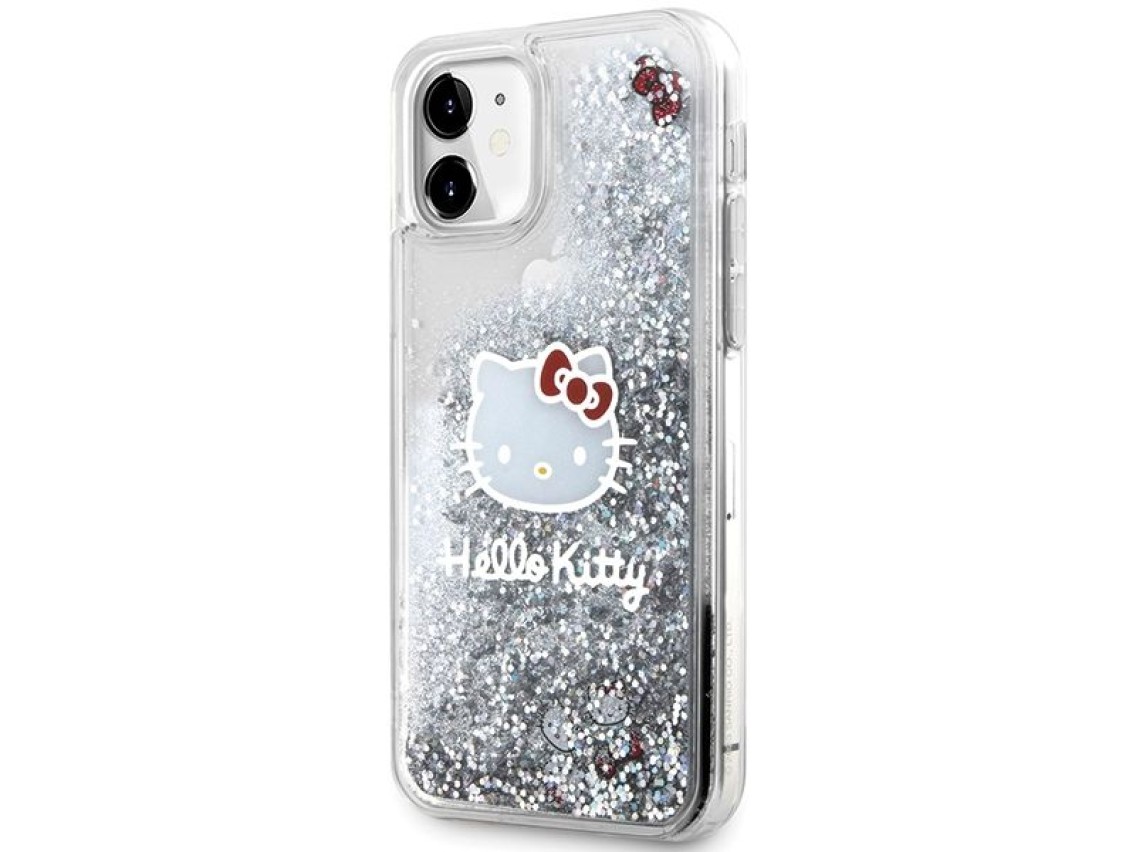 Hello Kitty Liquid Glitter Charms Kitty Head Case for iPhone 11 / Xr - Silver