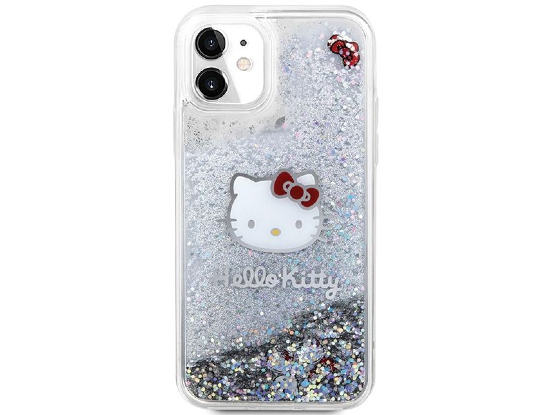 Hello Kitty Liquid Glitter Charms Kitty Head Case for iPhone 11 / Xr - Silver