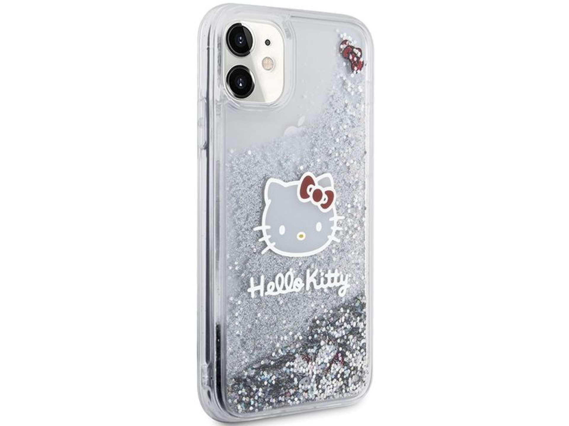Hello Kitty Liquid Glitter Charms Kitty Head Case for iPhone 11 / Xr - Silver