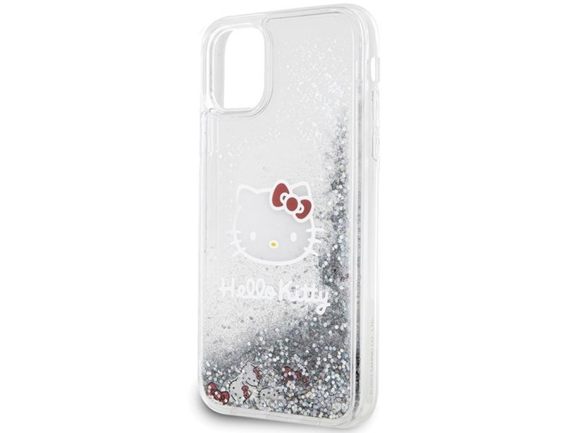 Hello Kitty Liquid Glitter Charms Kitty Head Case for iPhone 11 / Xr - Silver