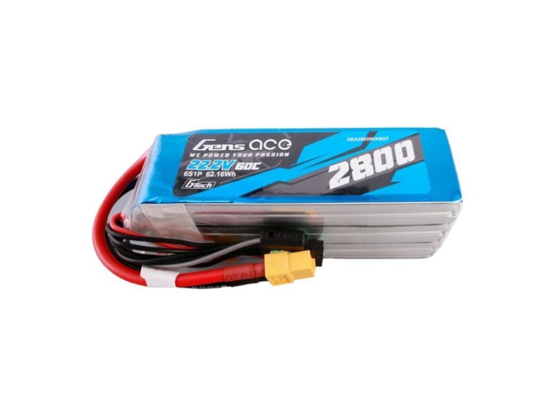 Gens ace G-Tech 2800mAh 22.2V 60C 6S1P Lipo Battery Pack with XT60 plug