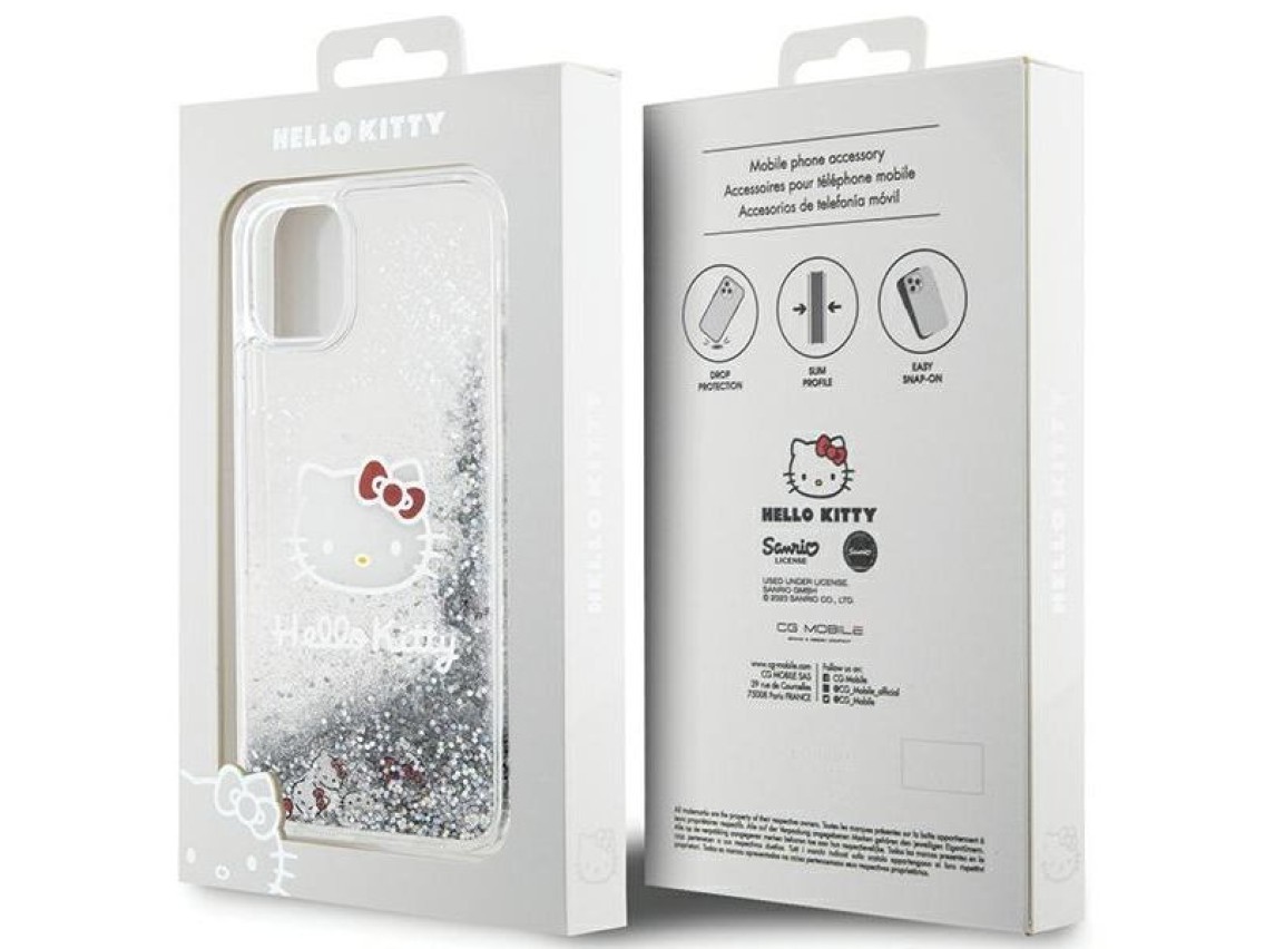 Hello Kitty Liquid Glitter Charms Kitty Head Case for iPhone 11 / Xr - Silver