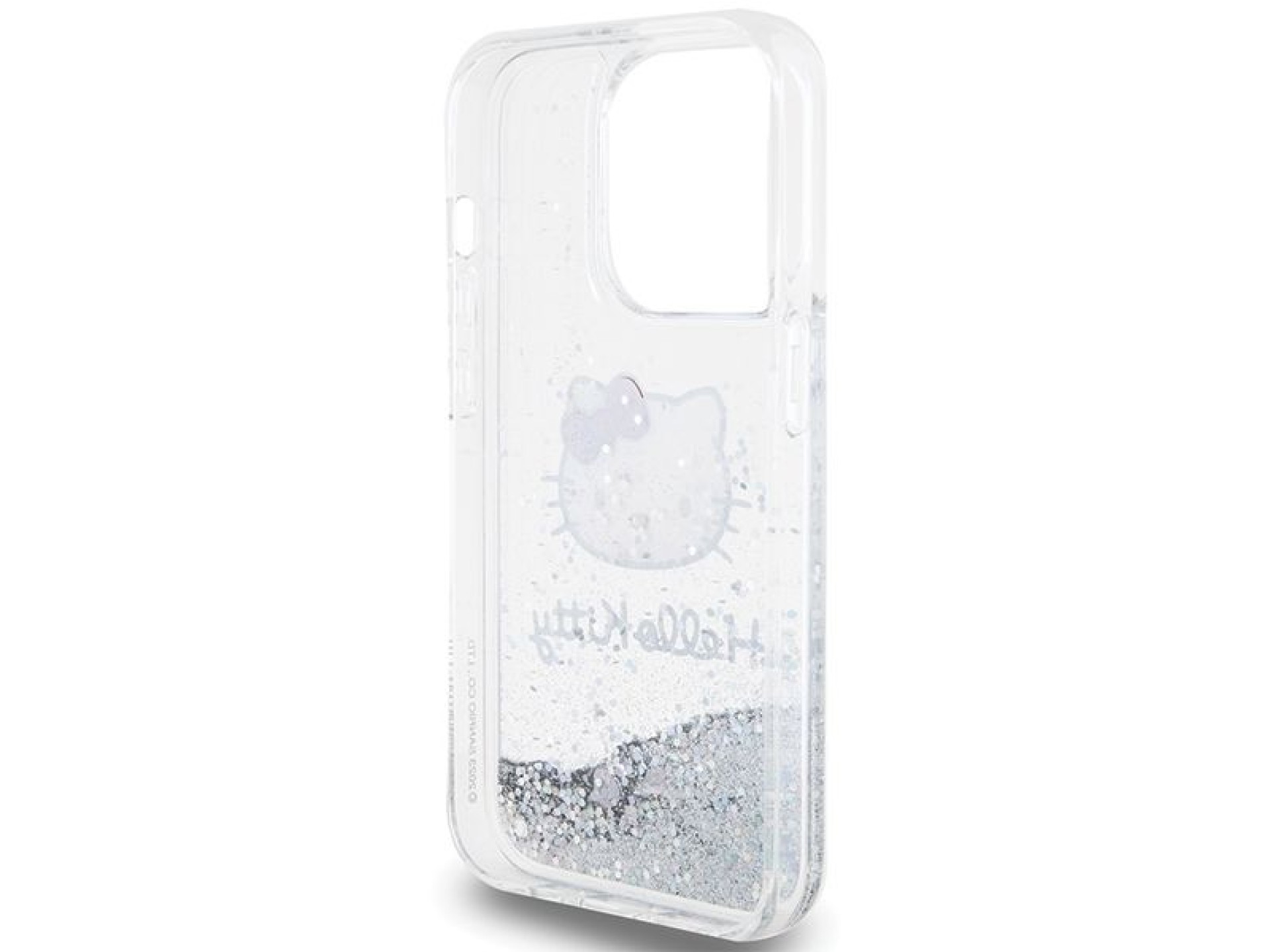 Capa Hello Kitty com glitter líquido e pingente em formato de cabeça de gatinho para iPhone 13 Pro /
