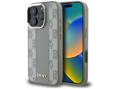 Capa DKNY com padr�o xadrez e Magsafe para iPhone 16 Pro - Bege