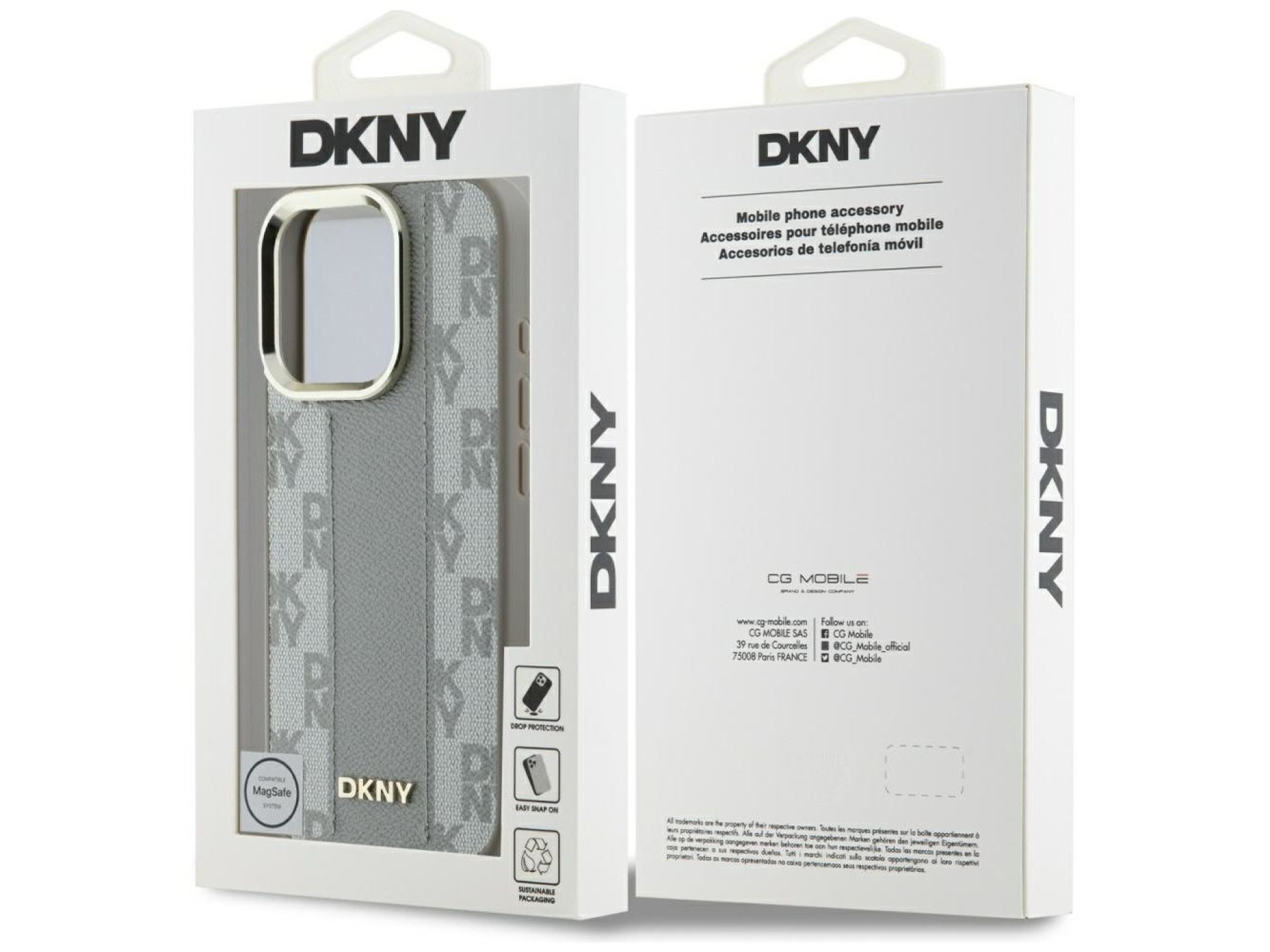 Funda DKNY MagSafe con estampado a cuadros para iPhone 16 Pro - Beige