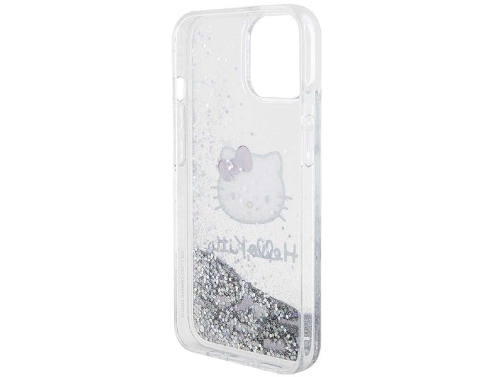 Hello Kitty Liquid Glitter Charms Kitty Head case for iPhone 14 - silver