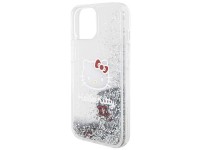 Hello Kitty Liquid Glitter Charms Kitty Head case for iPhone 14 - silver