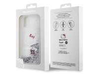 Hello Kitty Liquid Glitter Charms Kitty Head case for iPhone 14 - silver