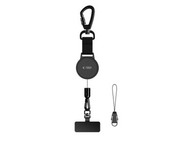 Tech-Protect UrbanLoop Anti-Theft Phone Holder with Retractable Lanyard - Black