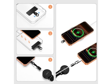 Tech-Protect UrbanLoop Anti-Theft Phone Holder with Retractable Lanyard - Black