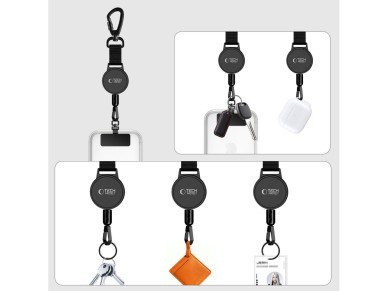 Tech-Protect UrbanLoop Anti-Theft Phone Holder with Retractable Lanyard - Black