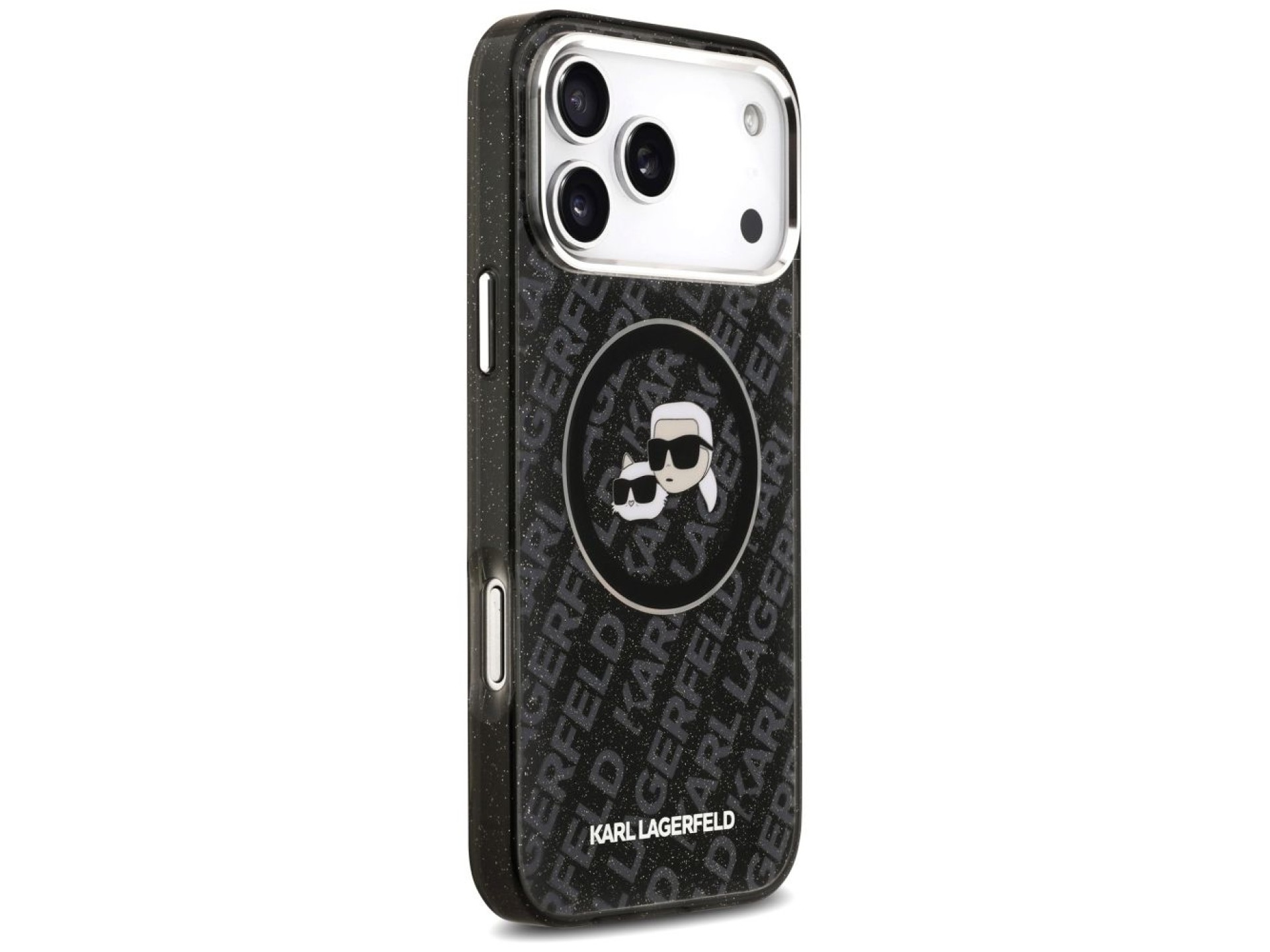 Funda MagSafe Karl Lagerfeld IML Glitter Karl&Choupette Heads para iPhone 17 Pro Max - Negra