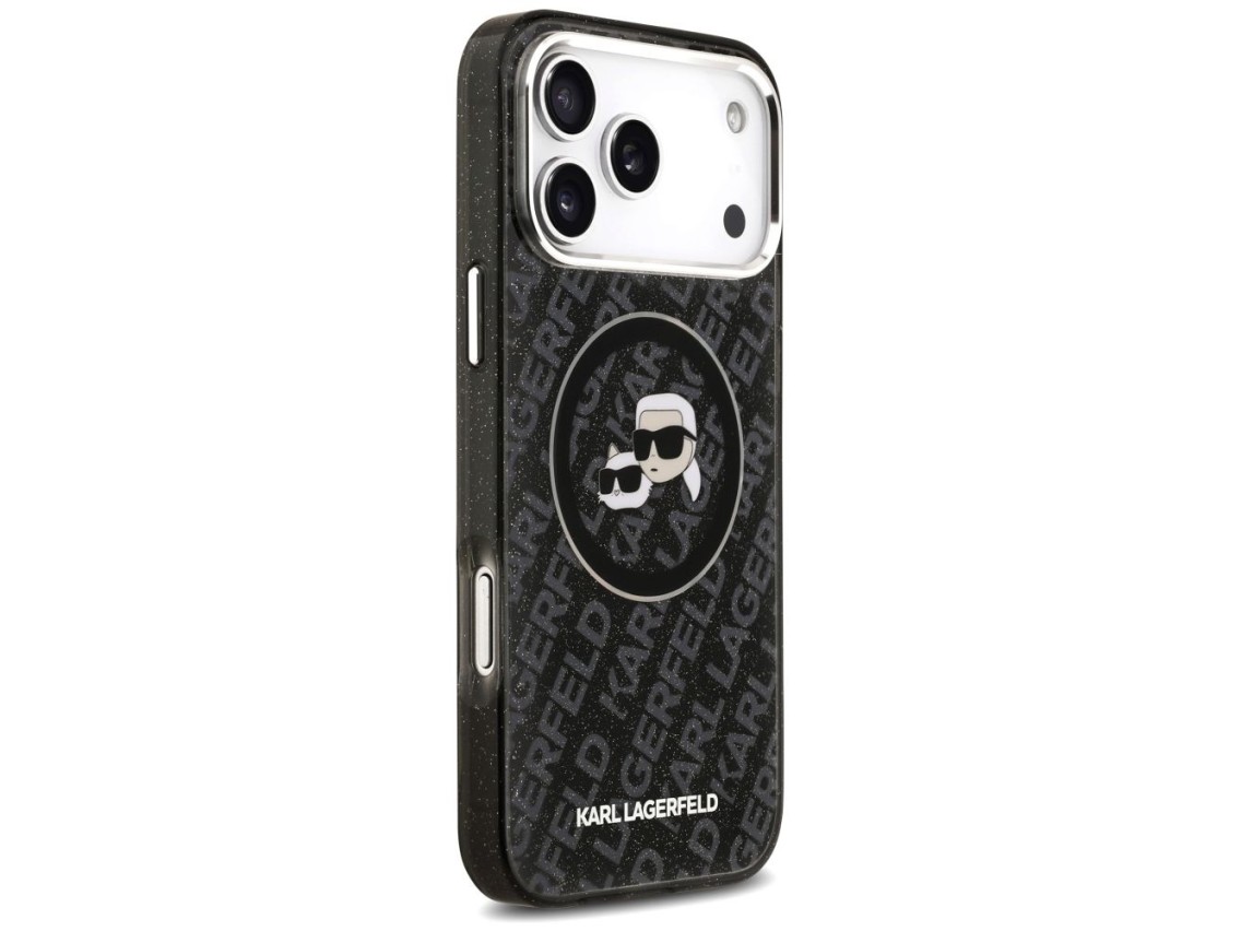 Funda MagSafe Karl Lagerfeld IML Glitter Karl&Choupette Heads para iPhone 17 Pro Max - Negra
