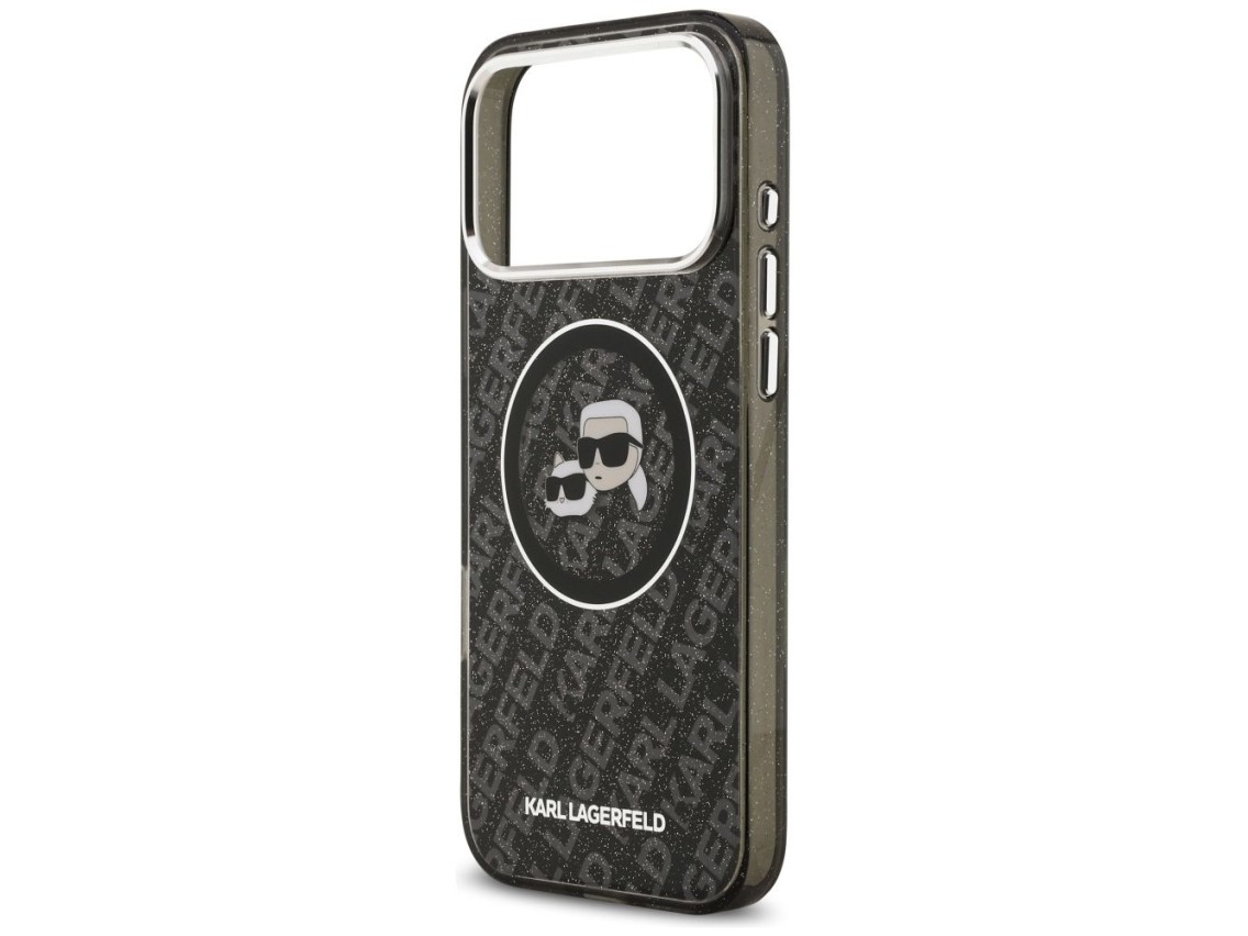 Funda MagSafe Karl Lagerfeld IML Glitter Karl&Choupette Heads para iPhone 17 Pro Max - Negra