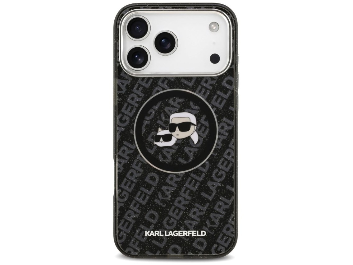 Funda MagSafe Karl Lagerfeld IML Glitter Karl&Choupette Heads para iPhone 17 Pro Max - Negra