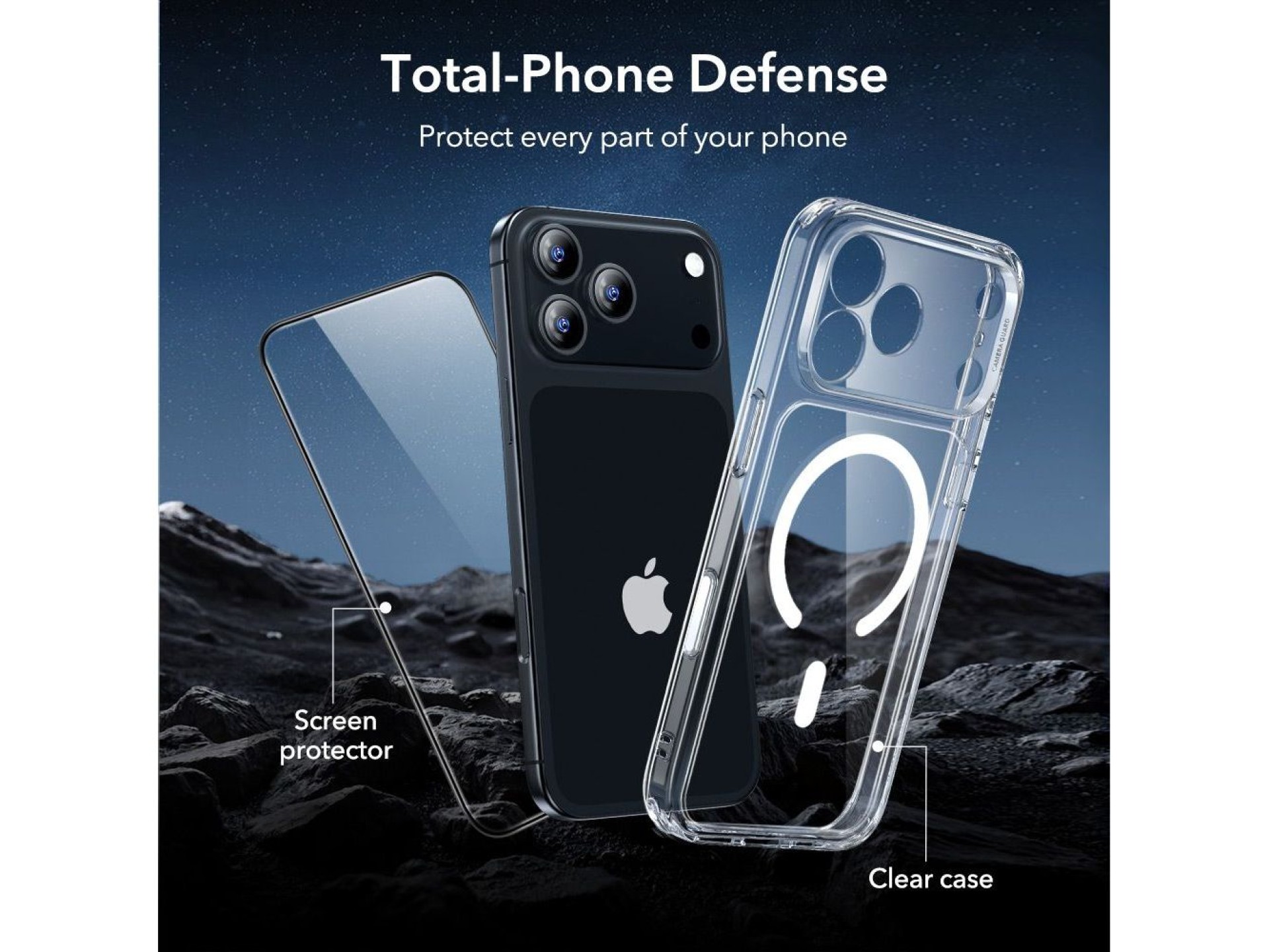Juego de fundas ESR Classic Hybrid MagSafe + cristal templado para iPhone 17 Pro - Transparente