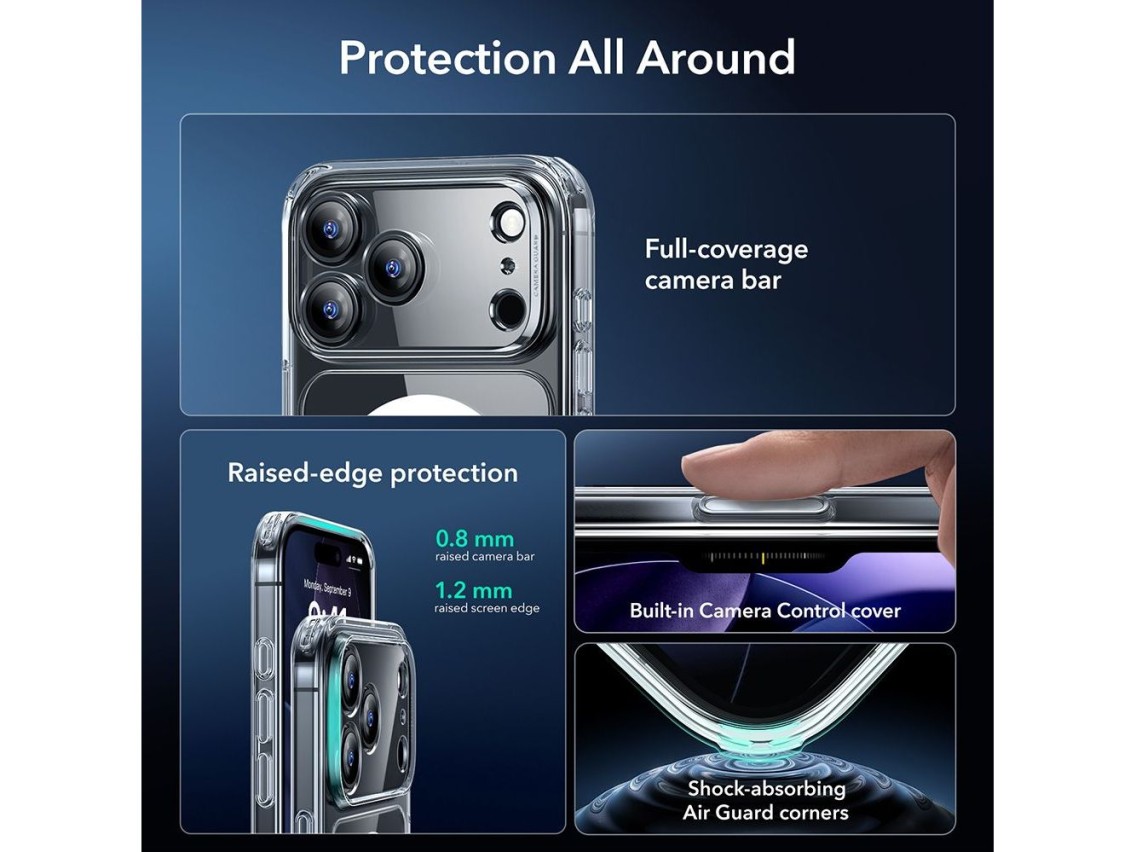 ESR Classic Hybrid MagSafe + Tempered Glass Set for iPhone 17 Pro - Clear