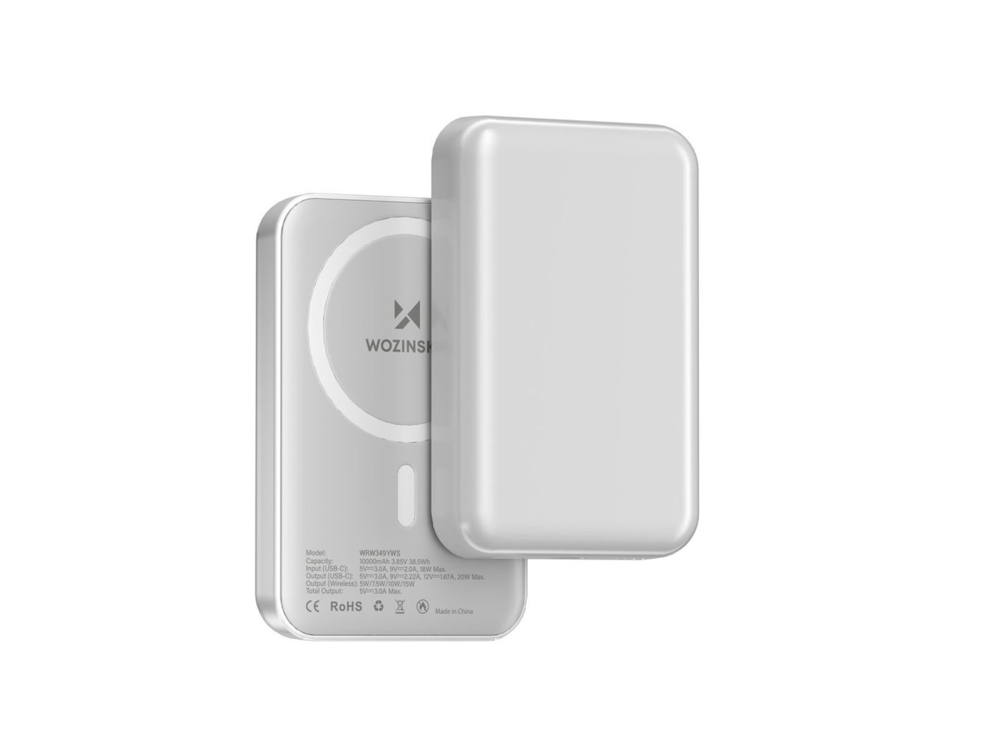 Wozinsky WRW349YWS 10000 mAh Magnetic Power Bank - White