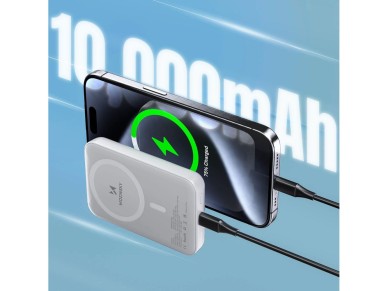 Wozinsky WRW349YWS 10000 mAh Magnetic Power Bank - White