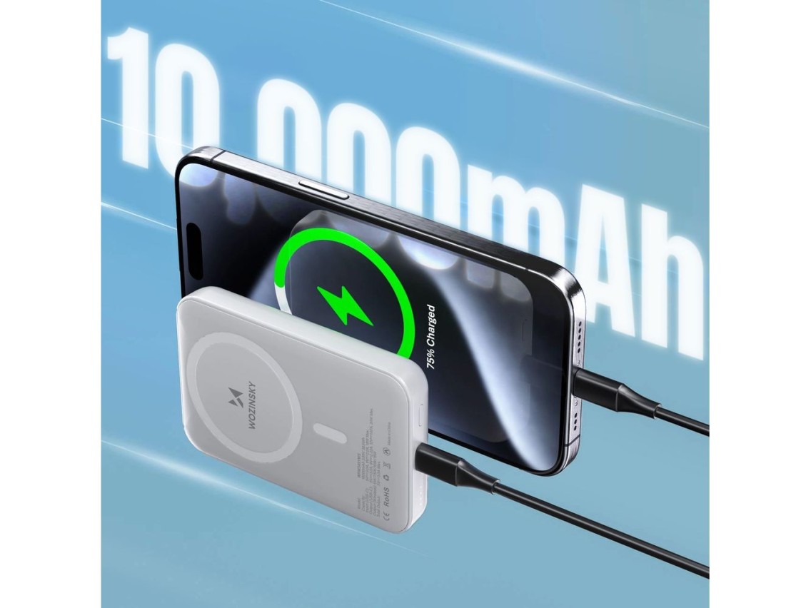 Wozinsky WRW349YWS 10000 mAh Magnetic Power Bank - White