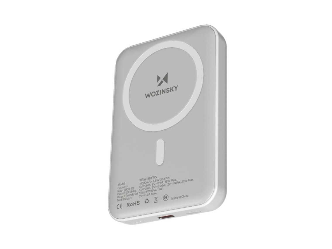 Wozinsky WRW349YWS 10000 mAh Magnetic Power Bank - White