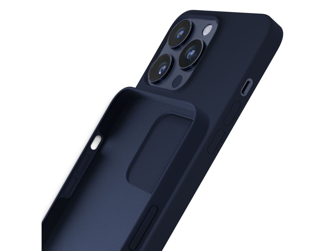 Funda de silicona 3mk para iPhone 15 Pro Max - Azul marino