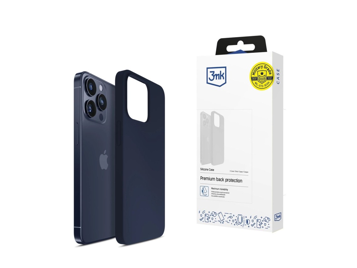 Funda de silicona 3mk para iPhone 15 Pro Max - Azul marino