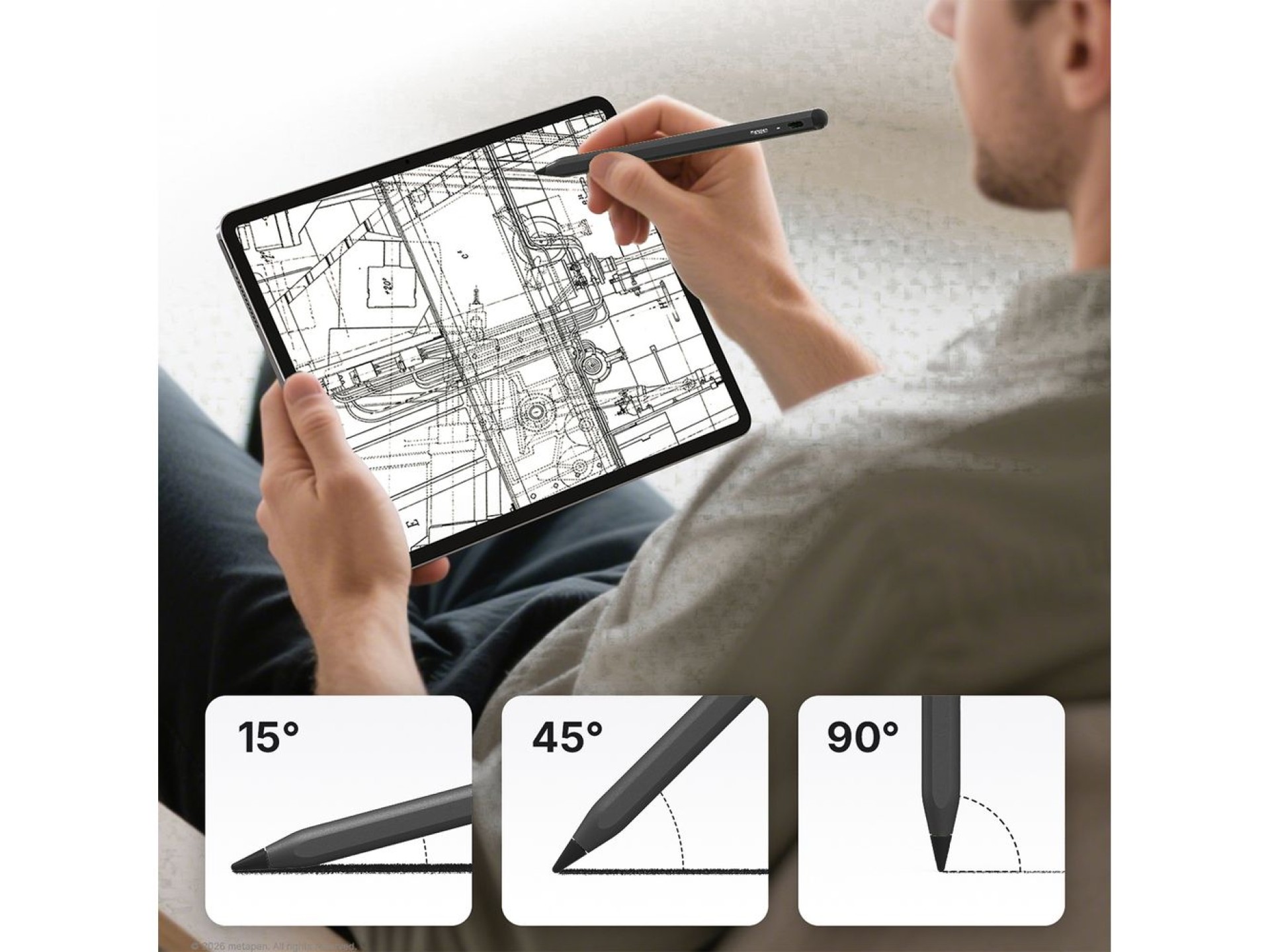 Lápiz óptico activo Metapen A8 para iPad USB-C - Negro