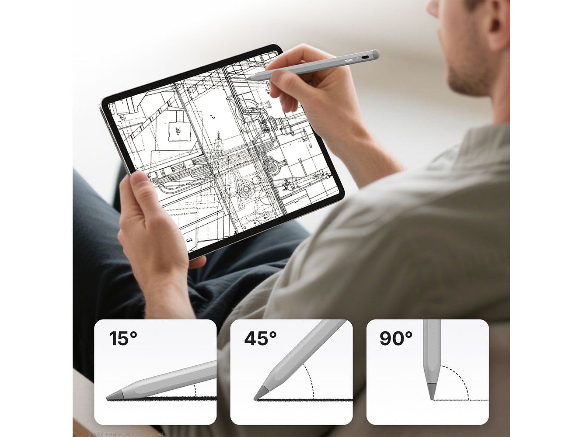 Lápiz óptico activo Metapen A8 para iPad USB-C - Gris