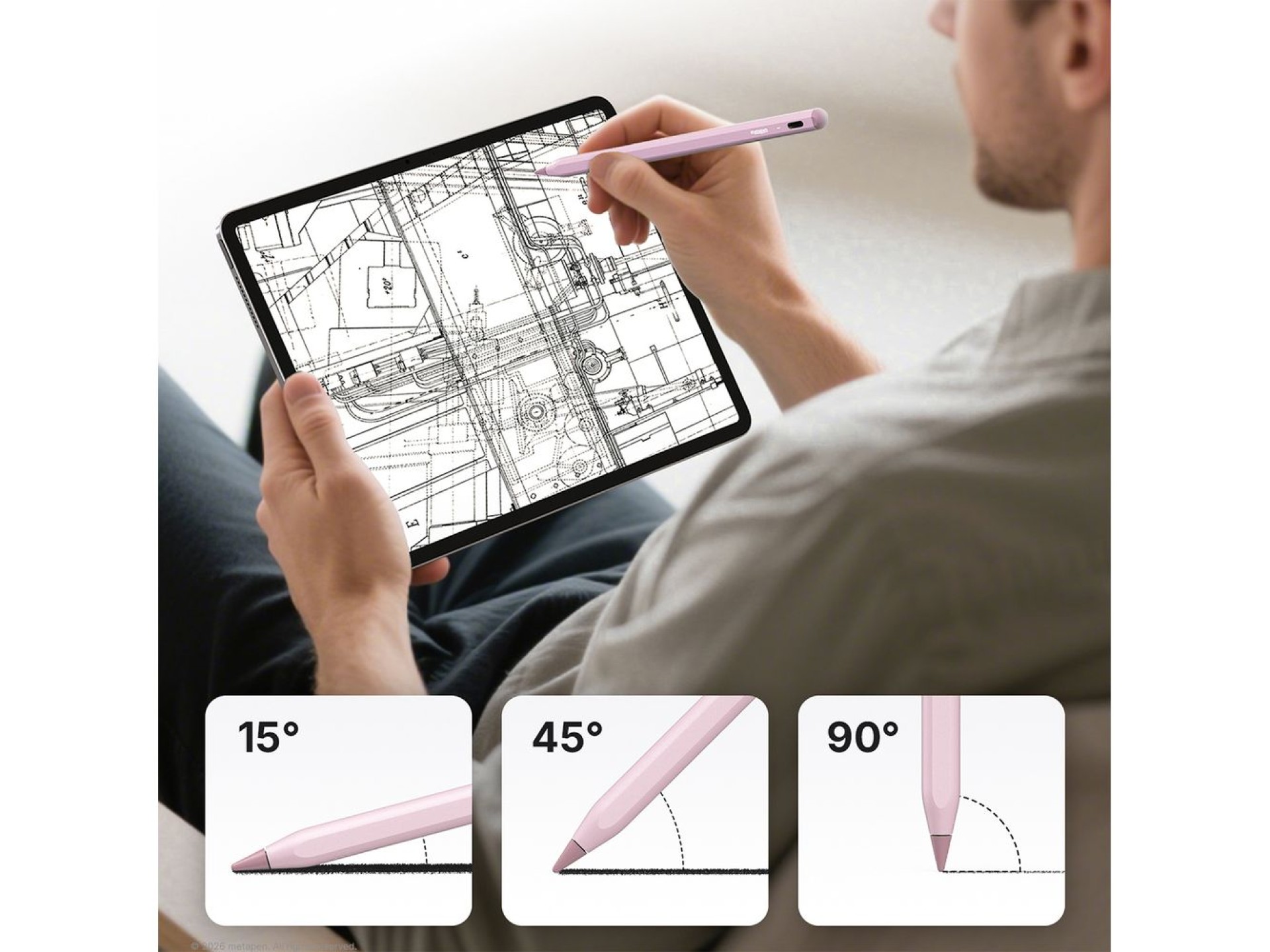 Caneta ativa Metapen A8 para iPad USB-C - Rosa