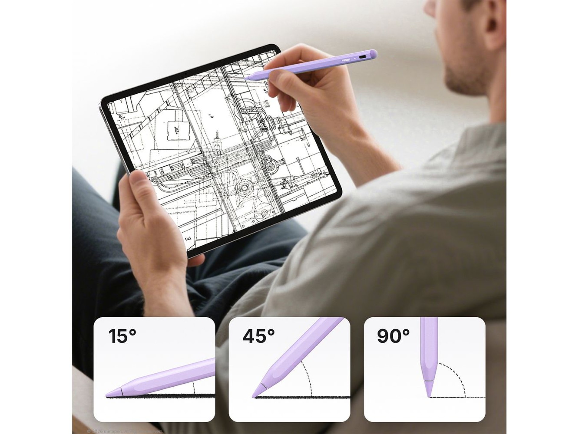 Lápiz óptico activo Metapen A8 para iPad USB-C - Morado